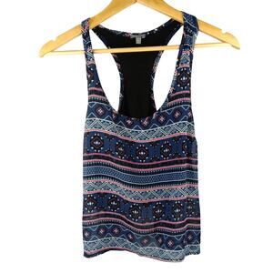 Charlotte Russe Blue Patterned Tank Top